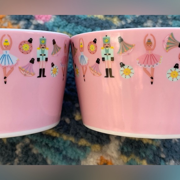 New - Ciroa Porcelain Celebrate Christmas, 2 Pink Nutcrack Ballerina Tidbit Bowl - Picture 2 of 4